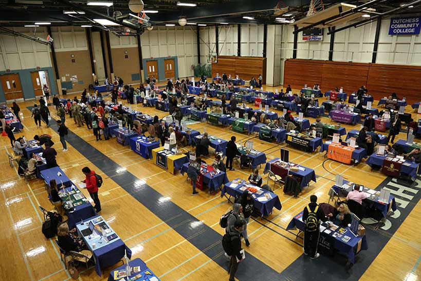 college fair in Falcon Hall